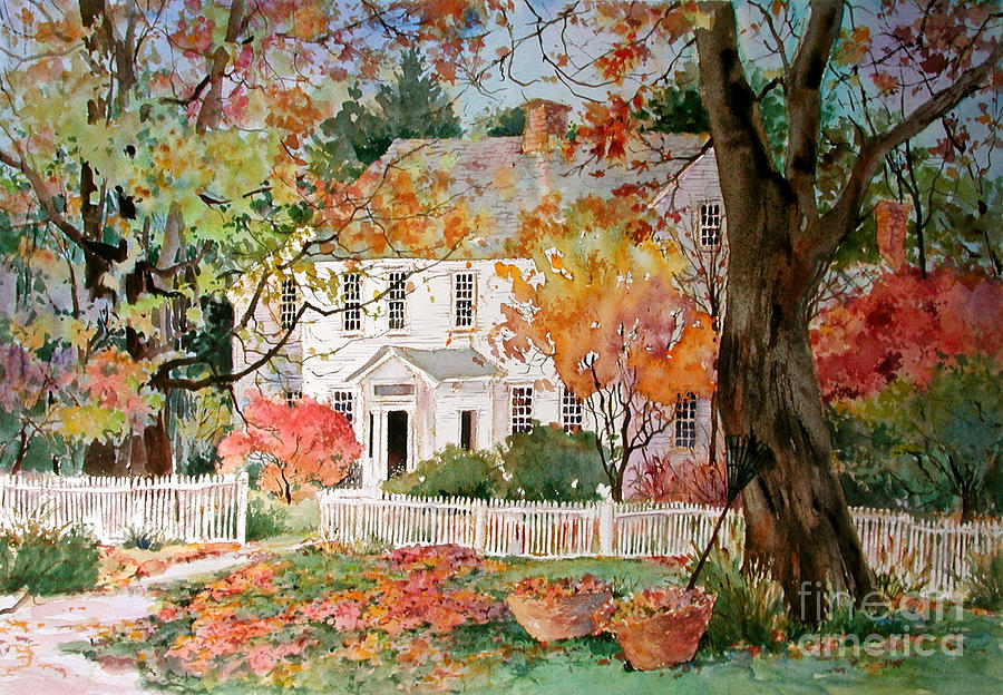 900x624 Vermont House In Autumn Painting By Sherri Crabtree - Crabtree Painting