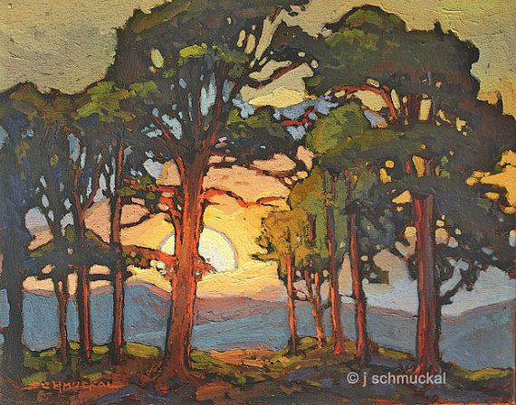 570x448 Mission Arts And Crafts Craftsman Pine Sunset - Craftsman Painting