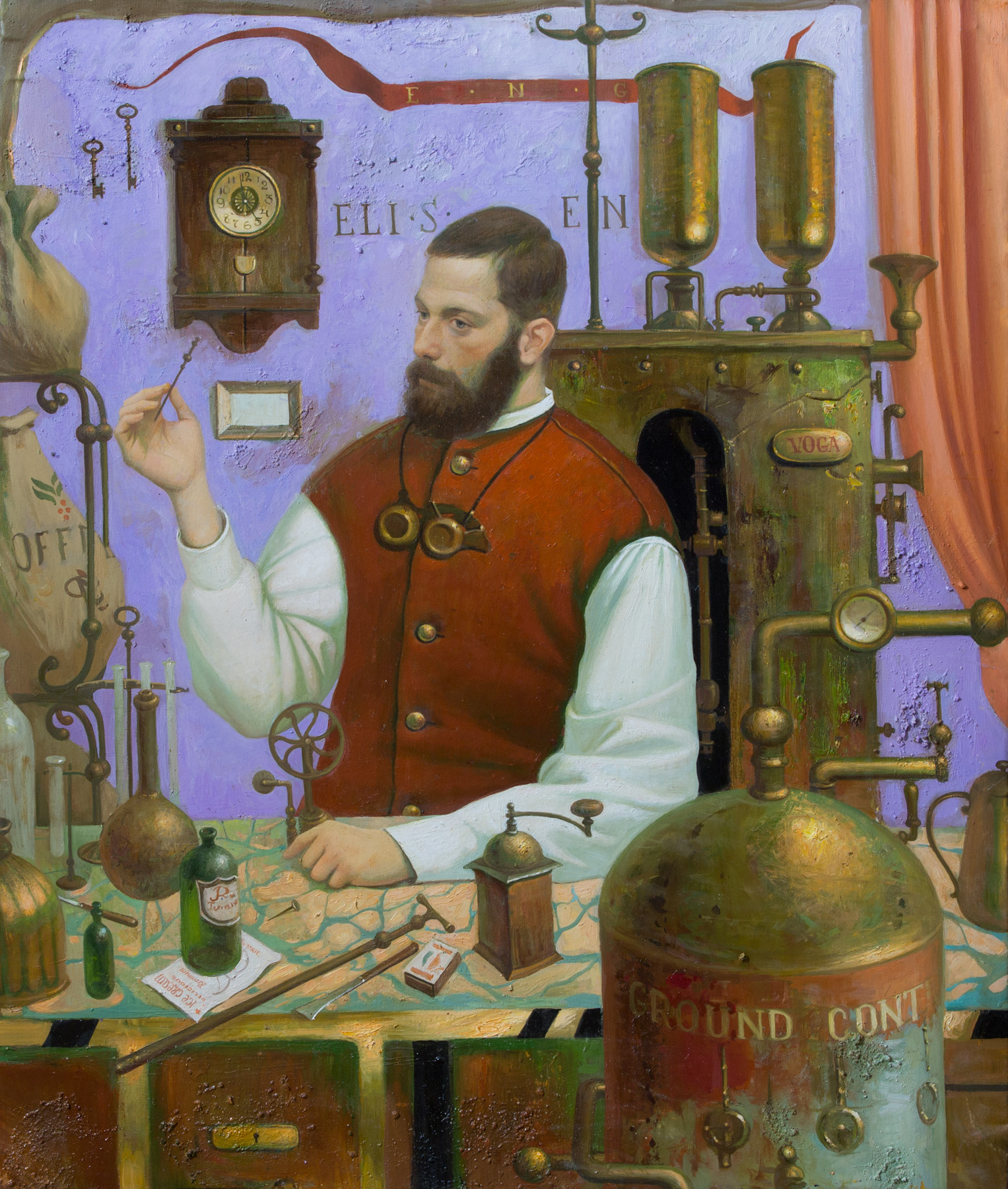 1527x1800 Oil Paintings Sale Online. Samsonov Igor. Imaginary Professional - Craftsman Painting