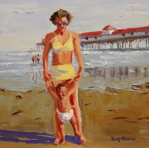 475x474 Beach Day, 1957 By Kay Crain Original Art Painting By Kay Crain - Crain Painting