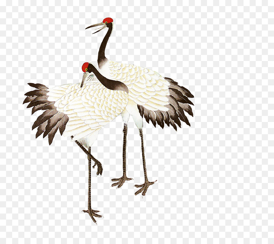 900x800 Crane Ink Wash Painting Cartoon - Crane Bird Painting