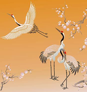 350x373 Best 1667 Images On Japanese Art - Crane Bird Painting