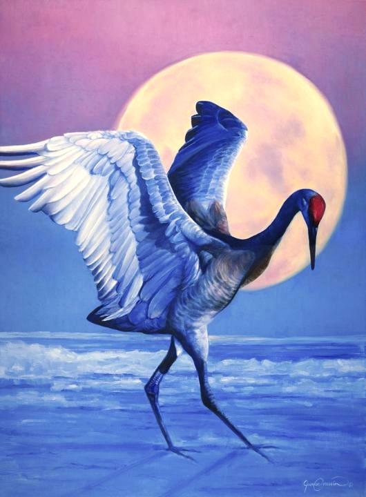 530x720 Sandhill Crane Painting Crane La China Bird Painting Crane - Crane Bird Painting