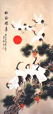 187x400 Chinese Paintings. Chinese Crane Paintings - Crane Painting