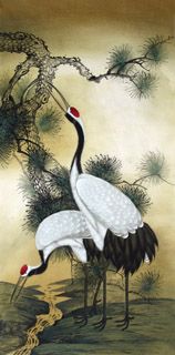158x320 Japanese Crane Tattoo - Crane Painting
