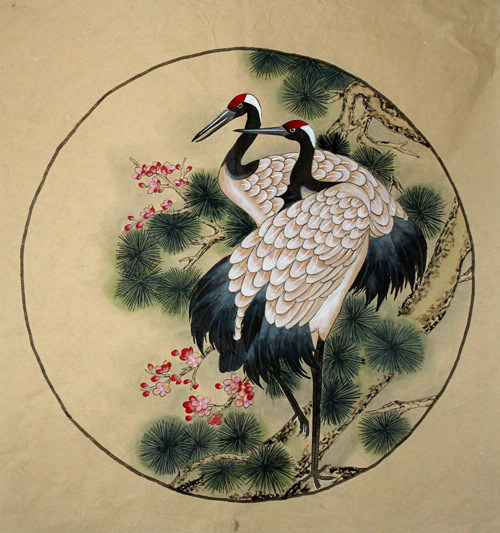 500x533 Chinese Crane Paintings Chinese Painting Blog - Crane Painting