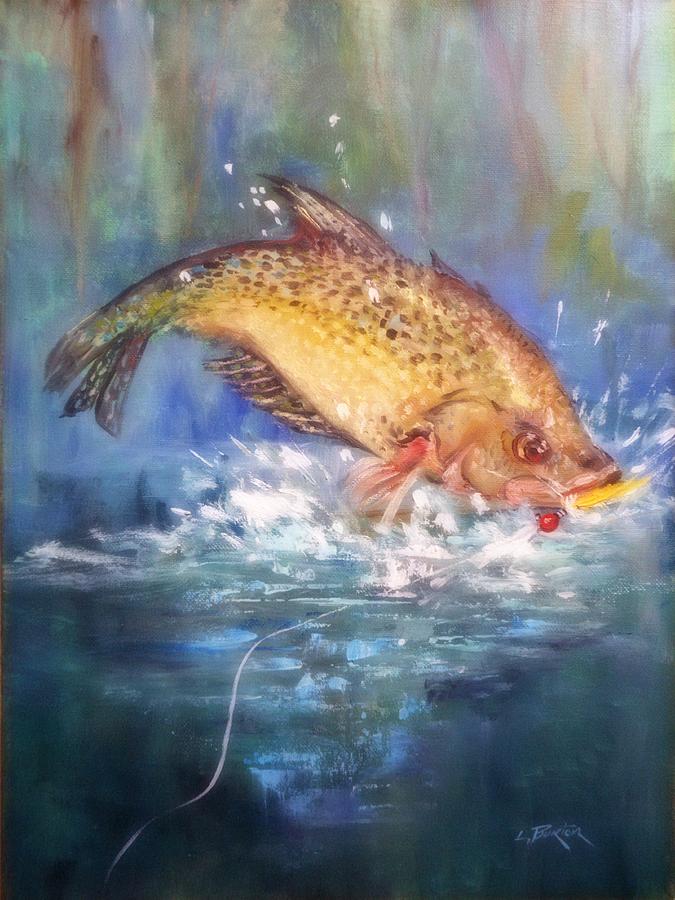 675x900 Jumping Crappie Painting By Lynn Burton - Crappie Painting