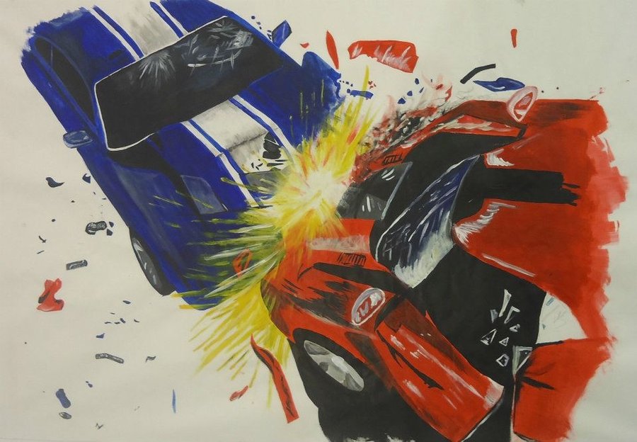 900x624 Car Crash Painting By Dannydkart - Crash Painting
