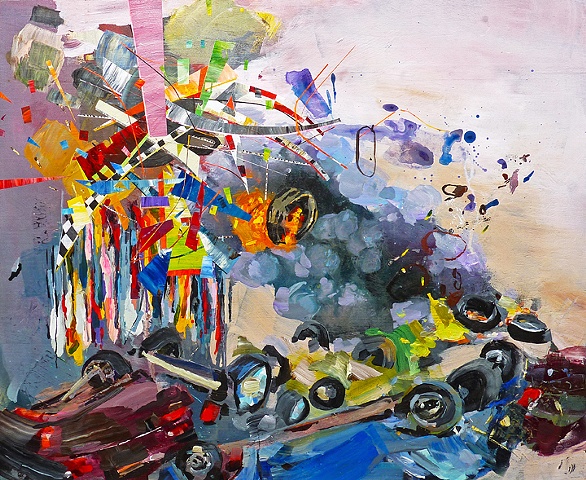 586x480 Car Crash I Feel Asphalt - Crash Painting