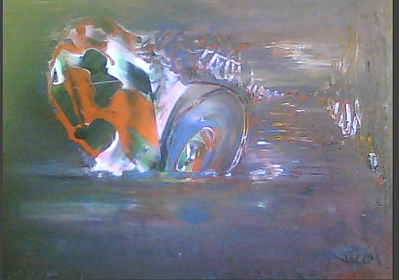 572x401 Car Crash Abstract Painting By X Nicol - Crash Painting