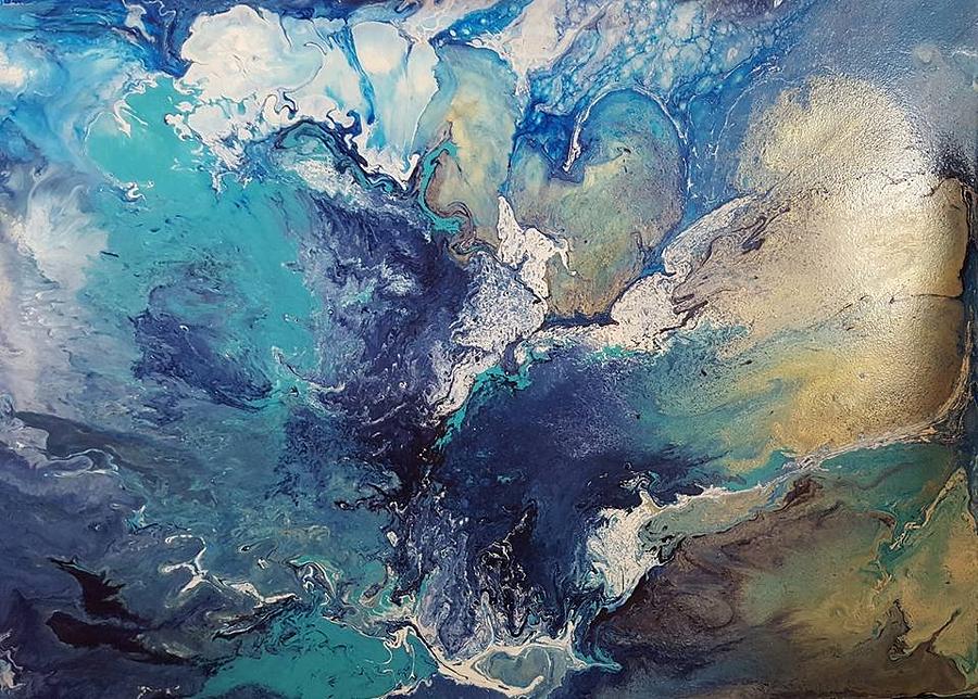 900x644 Crashing Waves Painting By Jessica Lee - Crashing Waves Painting