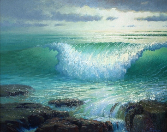 640x506 Eve Thompson Artwork Crashing Wave Original Painting Oil - Crashing Waves Painting