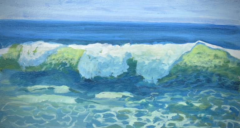 770x411 Saatchi Art Crashing Waves In Blue And Green Painting By Lisa Mahony - Crashing Waves Painting