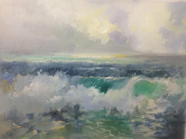 640x480 W. Eddie Artwork Crashing Waves Original Painting Oil Beach Art - Crashing Waves Painting