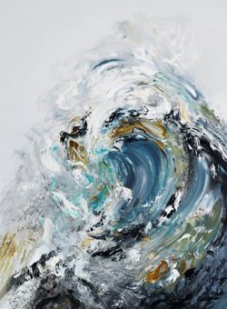 250x340 Crashing Water Rocks Research For Artwork Summer - Crashing Waves Painting