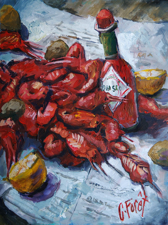 672x900 Crawfish Tabasco Painting By Carole Foret - Crawfish Painting