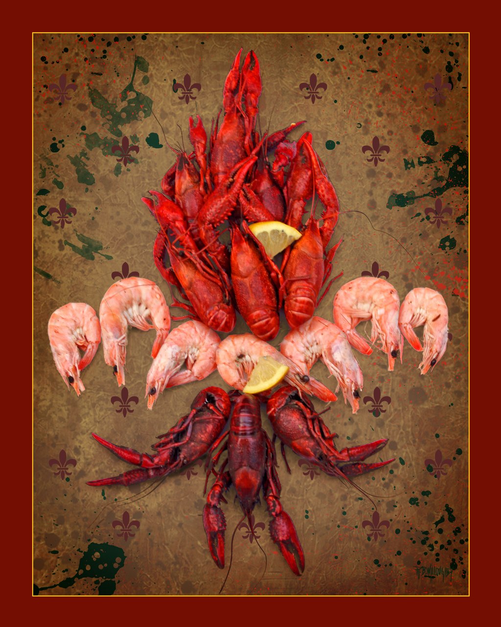 1024x1280 Crawfish And Shrimp Fleur - Crawfish Painting