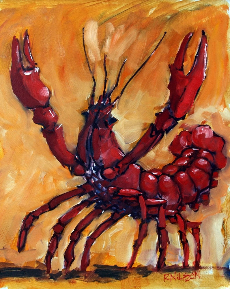 797x1000 Crawfish By Artist Rick Nilson, - Crawfish Painting