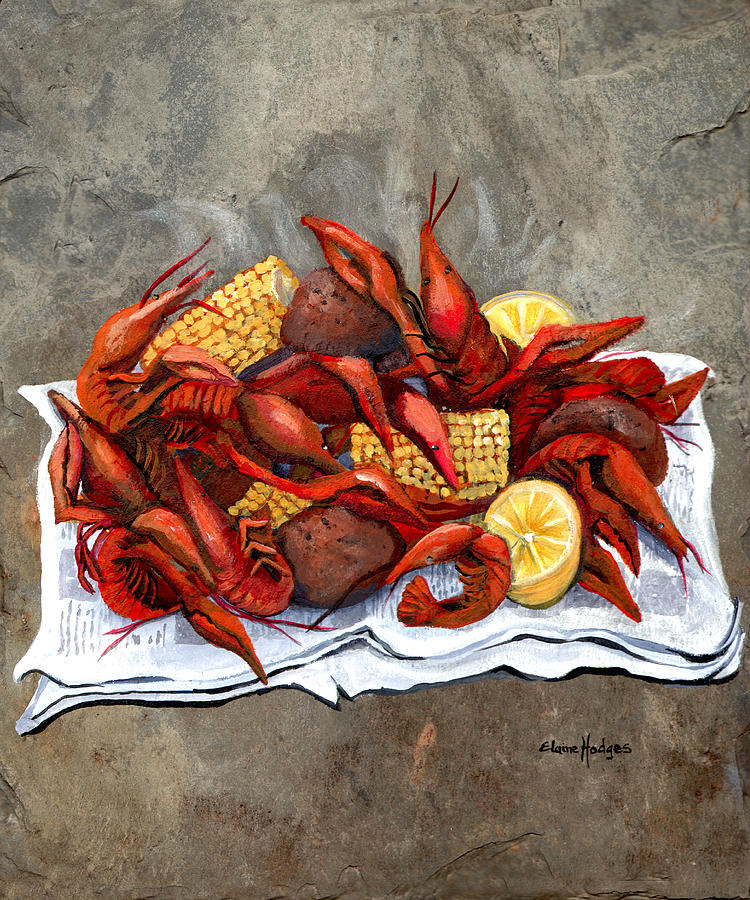 750x900 Hot Crawfish Painting By Elaine Hodges - Crawfish Painting