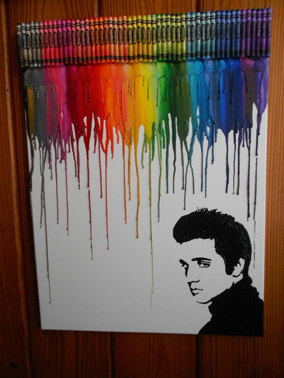570x760 Elvis Inspired Melted Crayon Painting Art - Crayon Painting