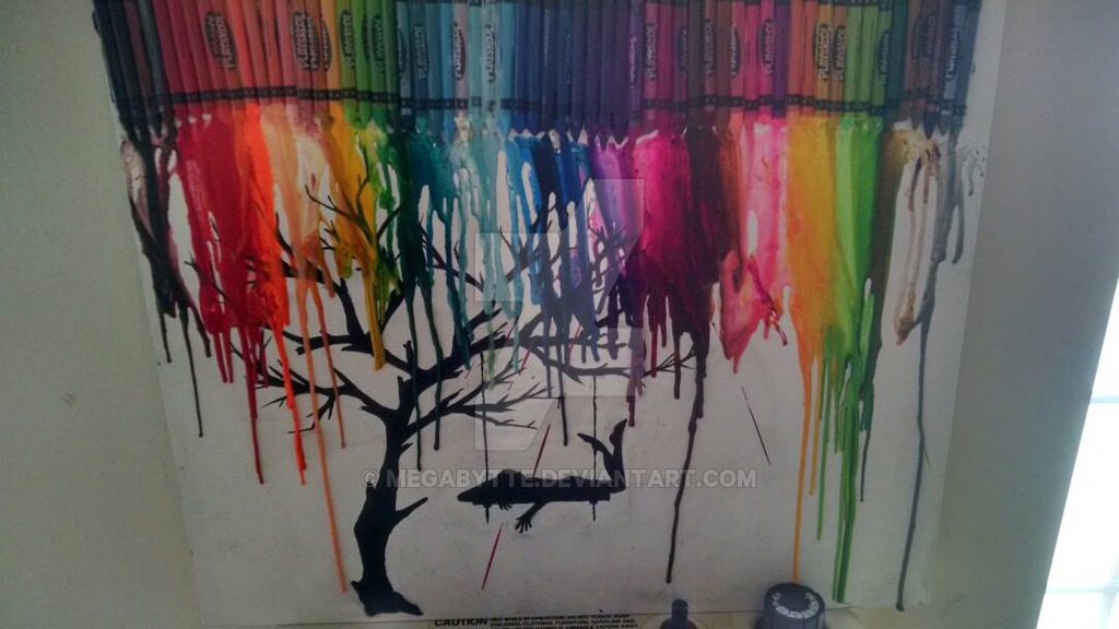1024x576 Melted Crayon Acrylic Paint Canvas By Megabytte - Crayon Painting