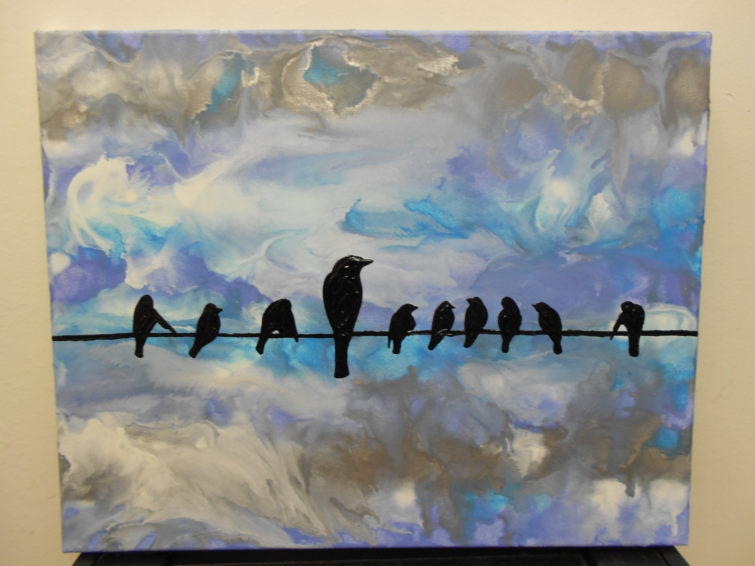 1500x1125 Birds On The Wire Melted Crayon Painting - Crayon Painting