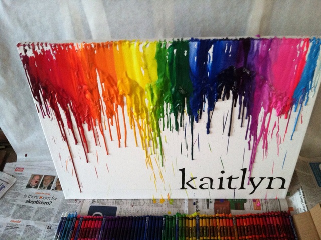 640x478 How To Make Melted Crayon Art - Crayon Painting Images