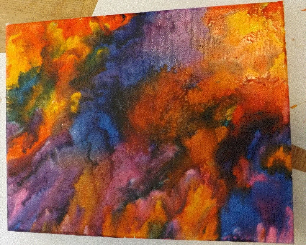 1037x833 How To Melted Wax Crayons On Canvas Diy (Technique 2) - Crayon Painting Images