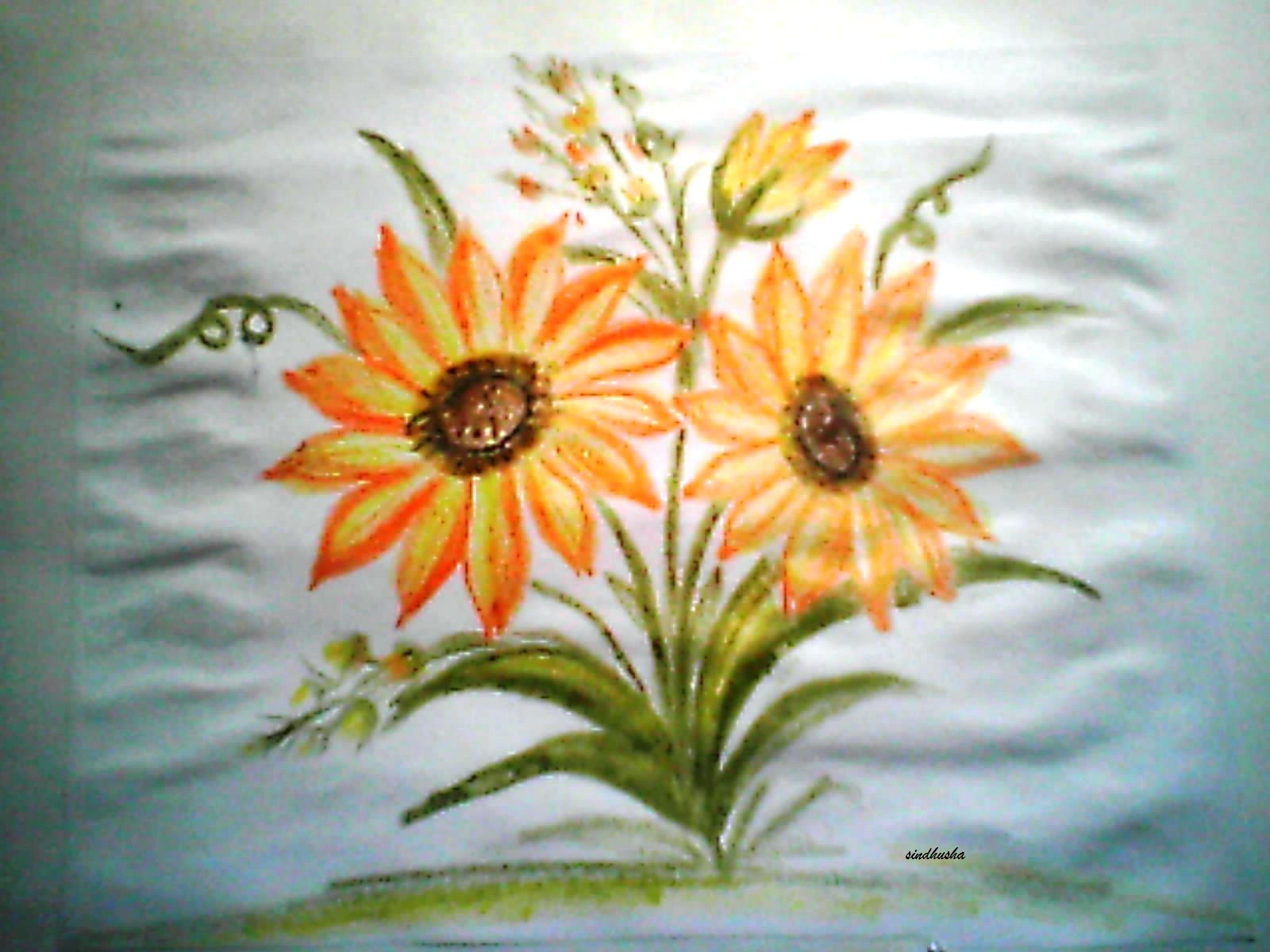 1600x1200 Crayon Painting Yellow Flowers - Crayon Painting Images