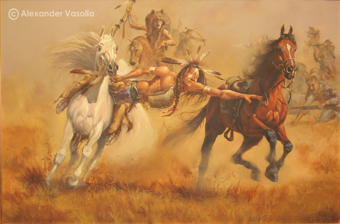 1100x723 American Horse By Wolfman007 - Crazy Horse Painting
