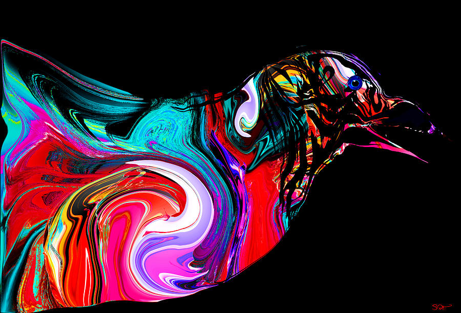 900x611 Gone Crow Crazy Painting By Abstract Angel Artist Stephen K - Crazy Painting