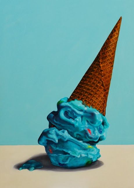 461x648 Ice Cream Painting, Still Life, Food Art, Realism Oil Painting - Cream Painting