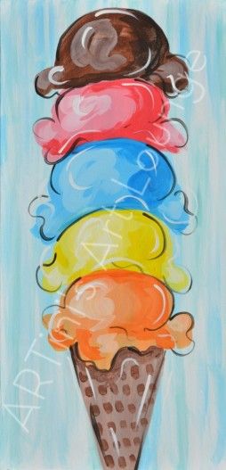 254x527 Ice Cream Canvas Painting - Cream Painting