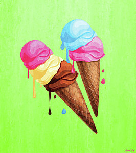 266x300 Ice Cream Cone Paintings Fine Art America - Cream Painting