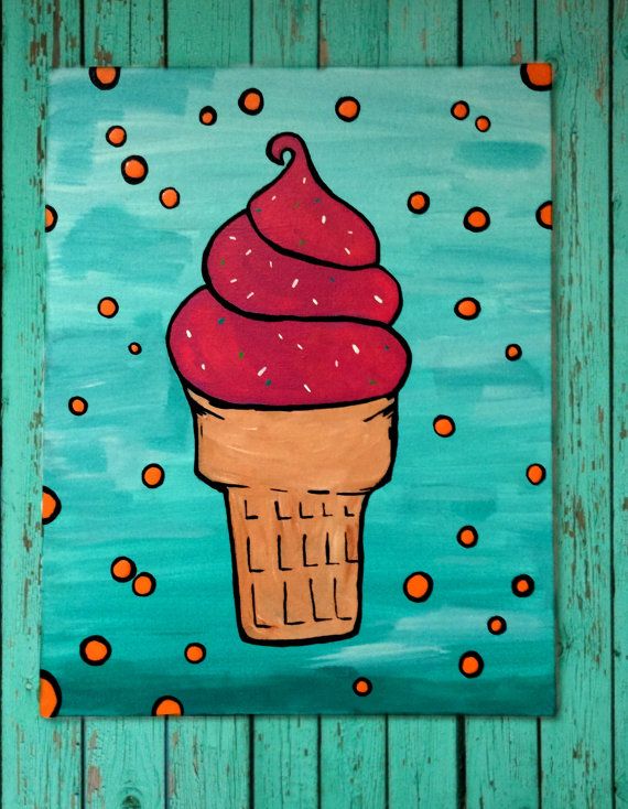 570x734 Ice Cream Painting 11x14 Acrylic By Compassandcrown On Etsy - Cream Painting