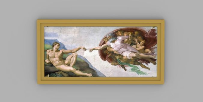 676x341 Creation Of Adam Painting By Michelangelo For 3d Printing - Creation Of Adam Painting