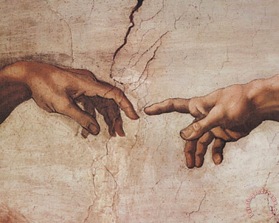 960x765 Michelangelo Buonarroti Creation Of Adam Detail Hands Painting - Creation Of Adam Painting