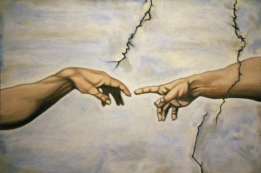 900x595 Michelangelo Creation Of Adam The Hands Painting By Adam Hembrough - Creation Of Adam Painting