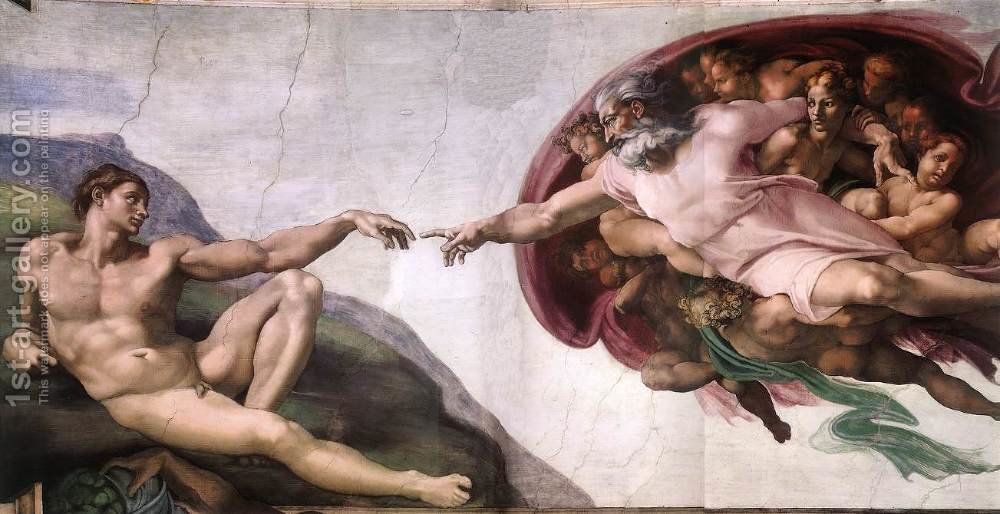 1000x514 Creation Of Adam 1510 Michelangelo Reproduction 1st Art Gallery - Creation Of Adam Painting