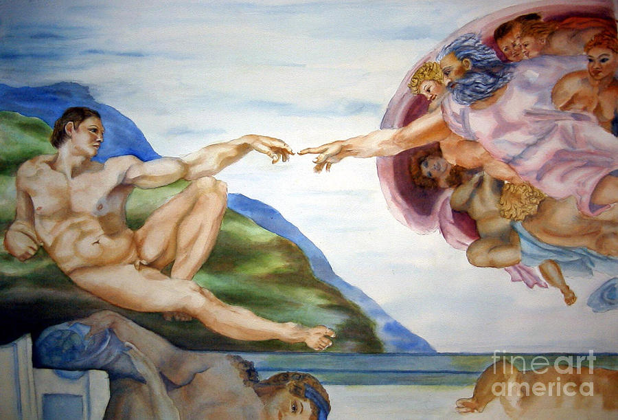 900x611 My Attempt To Copy The Creation Of Man From The Master Painting By - Creation Of Man Painting