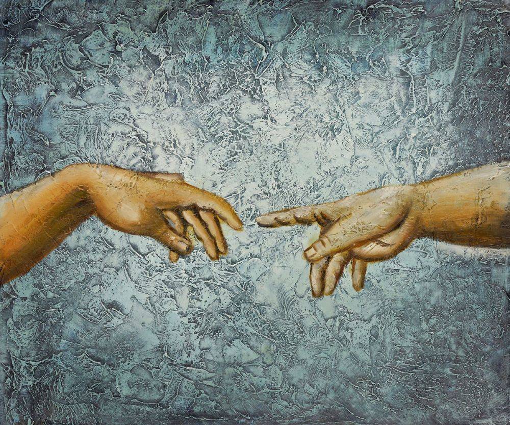 1000x833 Michelangelo, Creation Of Adam (Interpretation) Reproduction Oil - Creation Painting