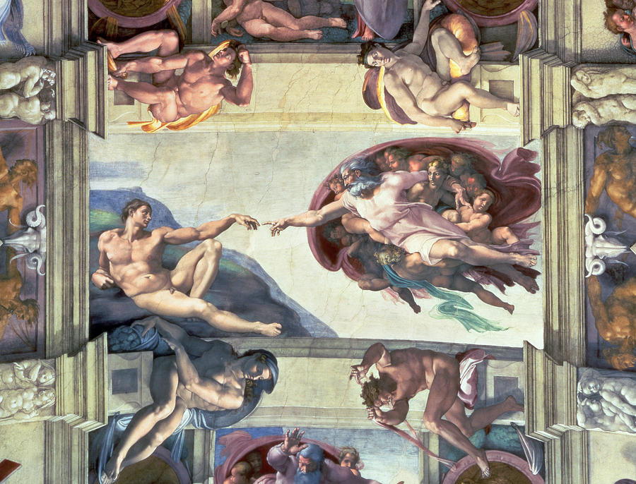 900x686 Sistine Chapel Ceiling Creation Of Adam Painting By Michelangelo - Creation Painting