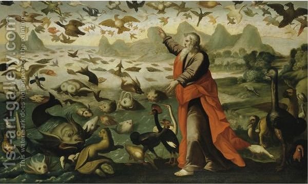 600x360 The Creation Of The Birds And Fish Flemish School Reproduction - Creation Painting