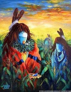 236x303 Navajo Creation Story Painting By Kee Lee Navajo - Creation Story Painting