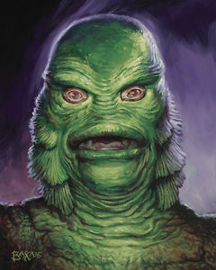 240x300 Creature From The Black Lagoon Original Oil Painting, Mtg Artist - Creature From The Black Lagoon Painting