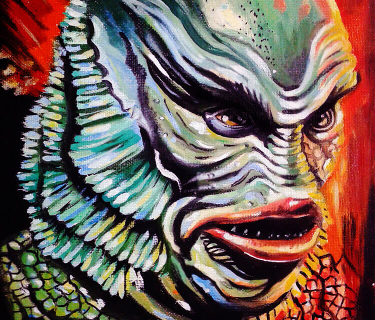 750x640 Creature Painting By Surbina Psychobilla No. 2800 - Creature From The Black Lagoon Painting