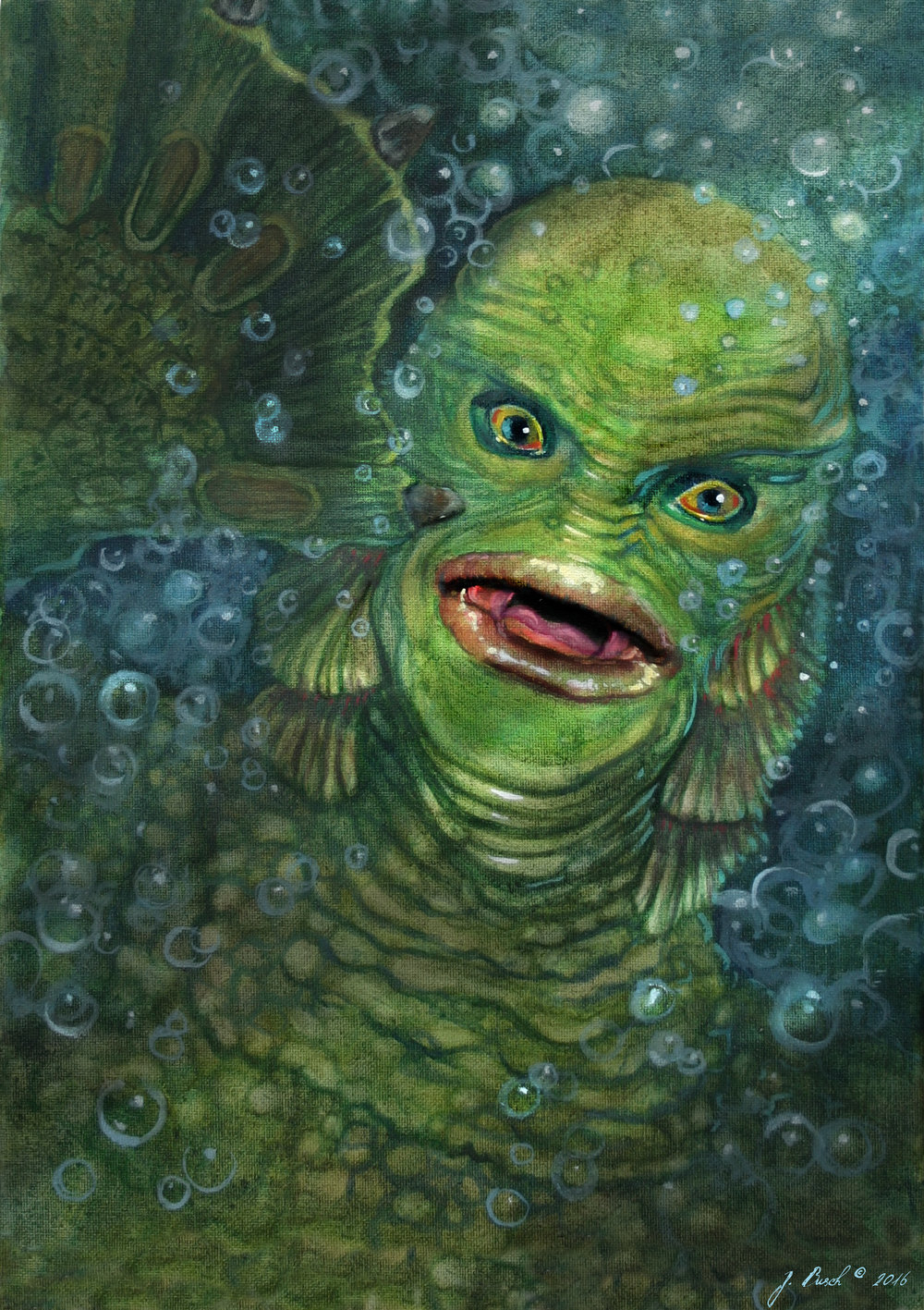 1000x1417 Paintings Ferrule Child The Art Of Jeff Busch - Creature From The Black Lagoon Painting
