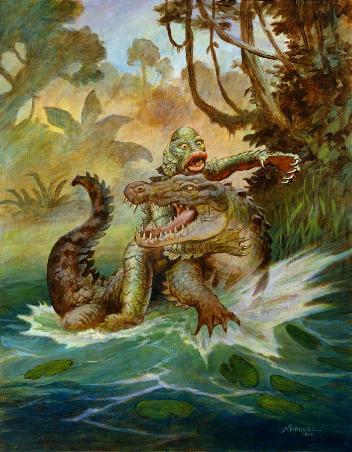 701x900 The Creature From The Black Lagoon Also Known As The Gill Man - Creature From The Black Lagoon Painting