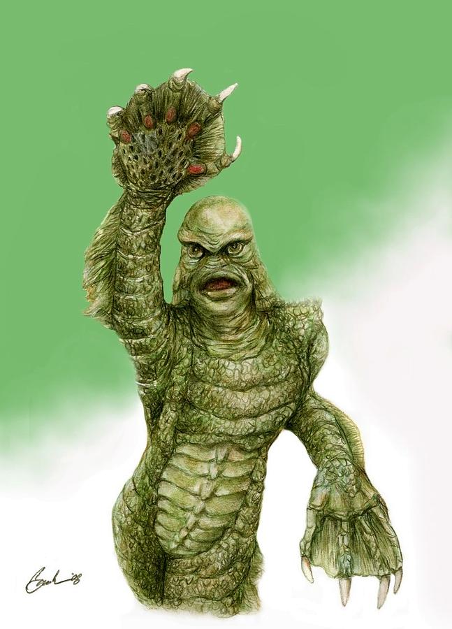647x900 Creature From The Black Lagoon Painting By Bruce Lennon - Creature From The Black Lagoon Painting