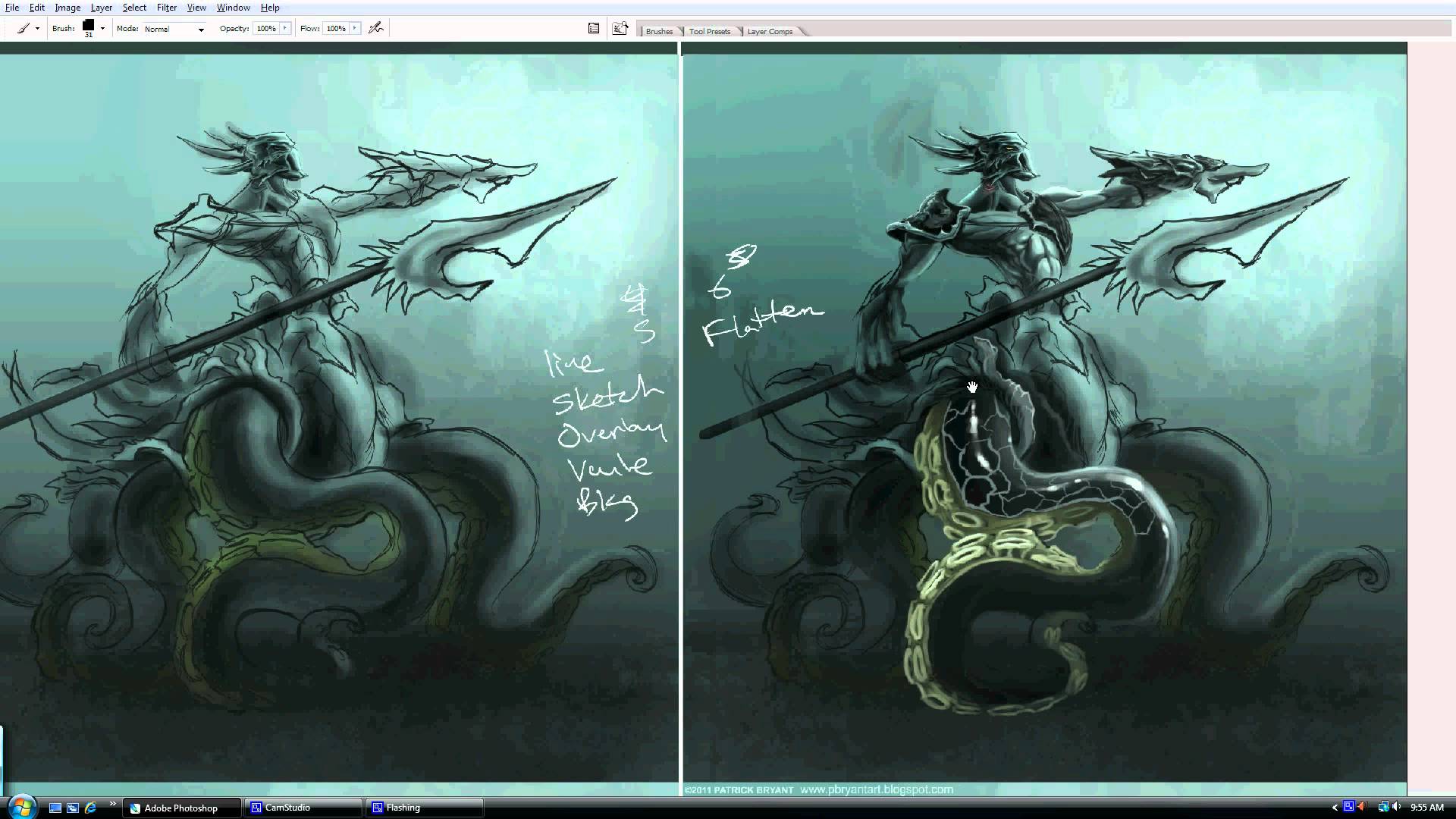 1920x1080 Digital Paintingsea Creature Process - Creature Painting